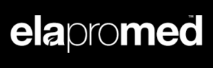 Elapromed logo in white on a black background