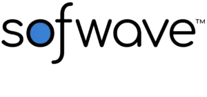 Sofwave logo with blue dot on white background
