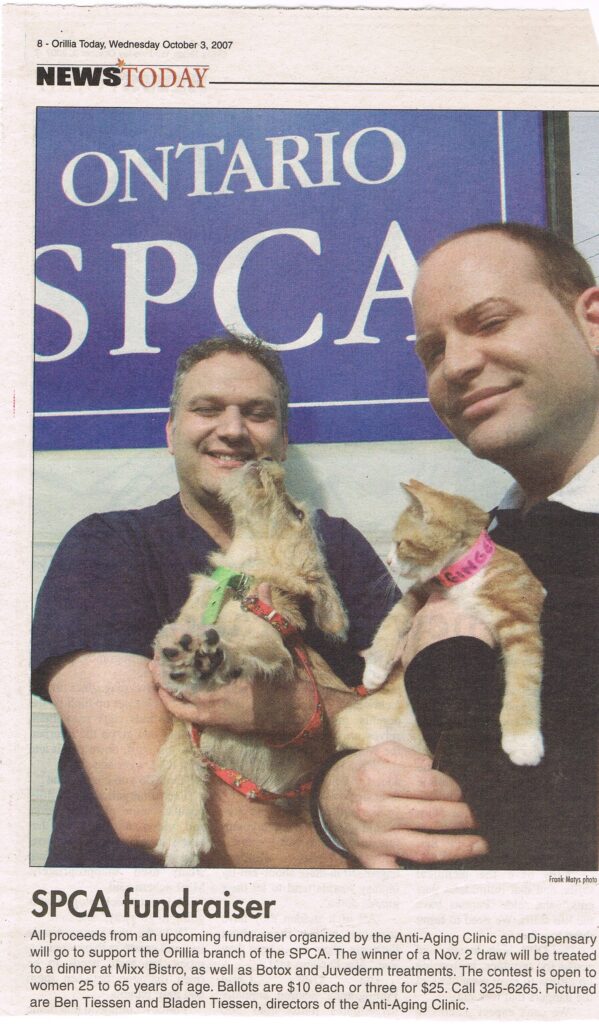 SPCA fundraising event with organizers and cats in Orillia, Ontario