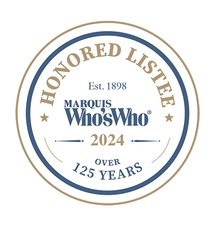 Marquis Who's Who 2024 Honored Listee badge, celebrating over 125 years