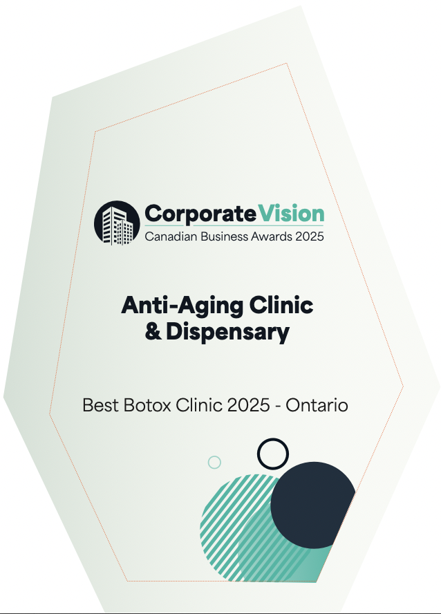Award certificate for best Botox clinic 2025 in Ontario, by Corporate Vision