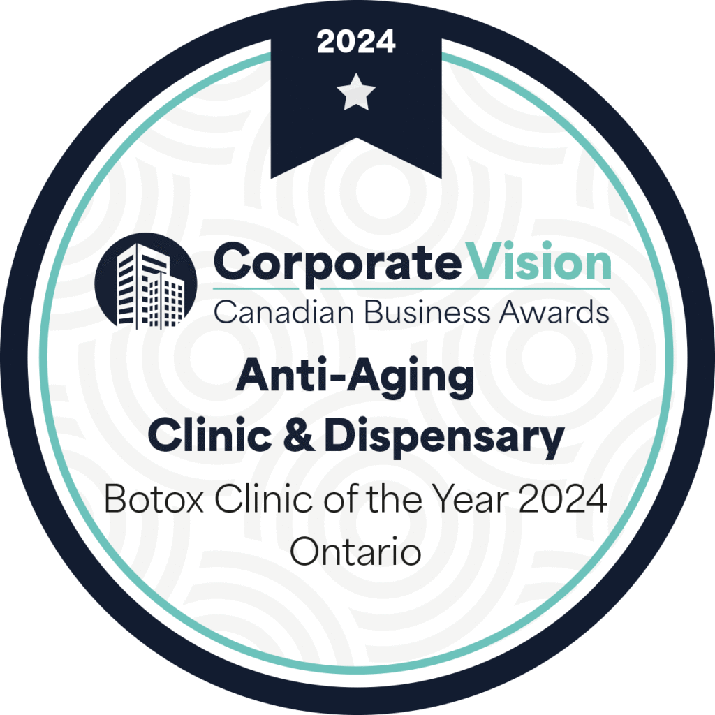 Award badge for Anti-Aging Clinic and Dispensary, Botox Clinic of the Year 2024, Ontario