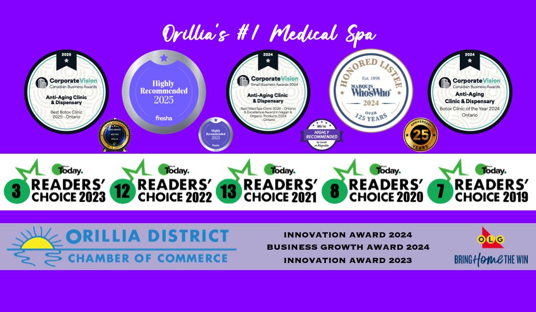 Awards for Orillia's top medical spa, including readers' choice and innovation awards