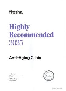 Fresha's Highly Recommended 2025 award for Anti-Aging Clinic