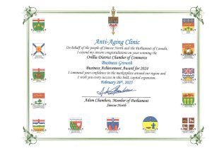 Certificate from Adam Chambers for Anti-Aging Clinic in Canada