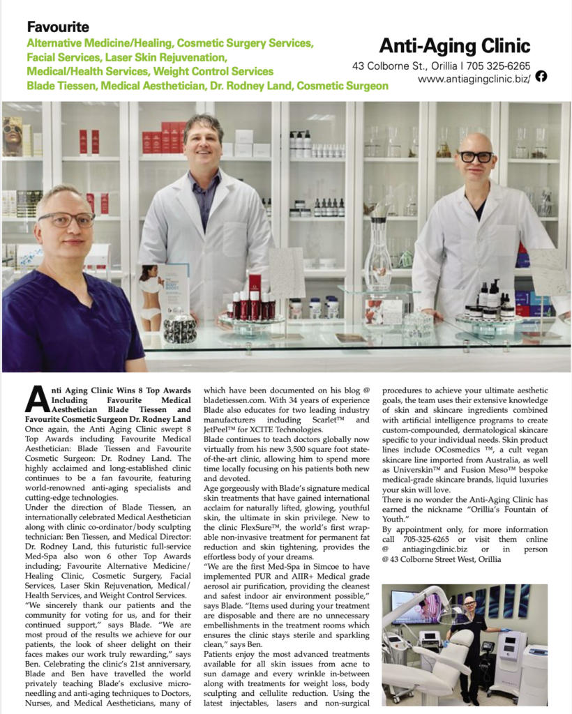 Anti Aging Clinic, Orillia, offers cosmetic services by Dr. Rodney Lunden