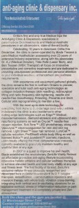 Anti-aging clinic newspaper article discussing services and therapies