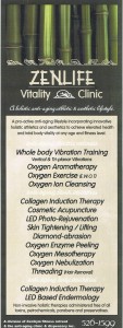 ZenLife Vitality Clinic services including acupuncture and oxygen therapy