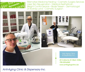 Anti-aging clinic with medical professionals and equipment in Orillia.