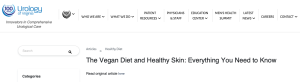 Urology of Virginia website article on vegan diet and skin health