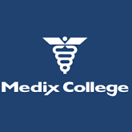 Medix College logo on blue background