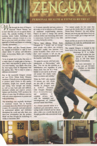 Zengym personal health and fitness retreat brochure with exercise bike image
