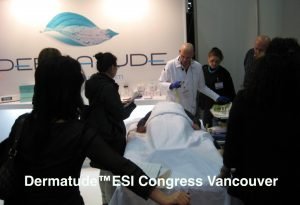 Dermatude ESI Congress Vancouver showcasing skincare treatment demonstration