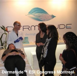 Dermatude ESI Congress Montreal attendee receiving facial treatment