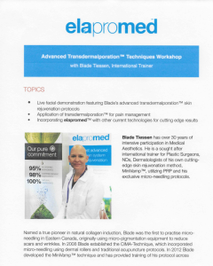 Elapromed advanced transdermalporation techniques workshop flyer with Blade Tiessen