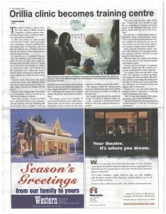 New Orillia clinic training centre announcement in local newspaper