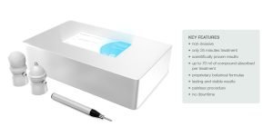 Advanced non-invasive skin treatment device with botanical formulas