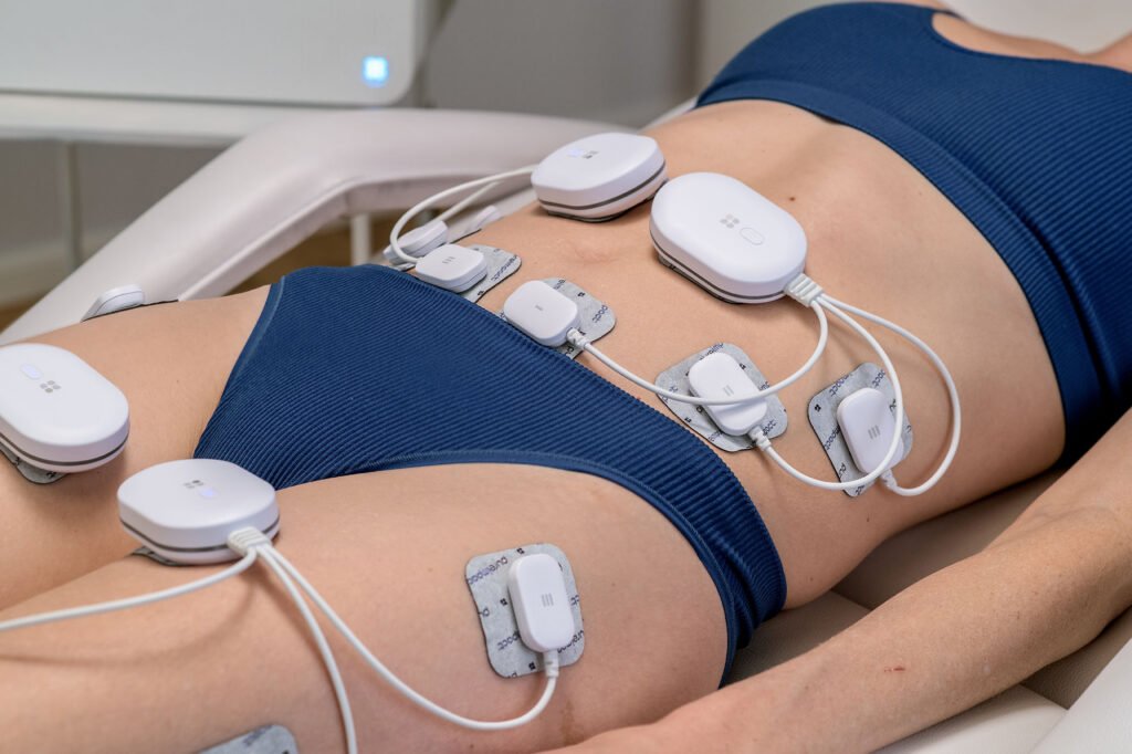 Body sculpting therapy with electronic muscle stimulation devices